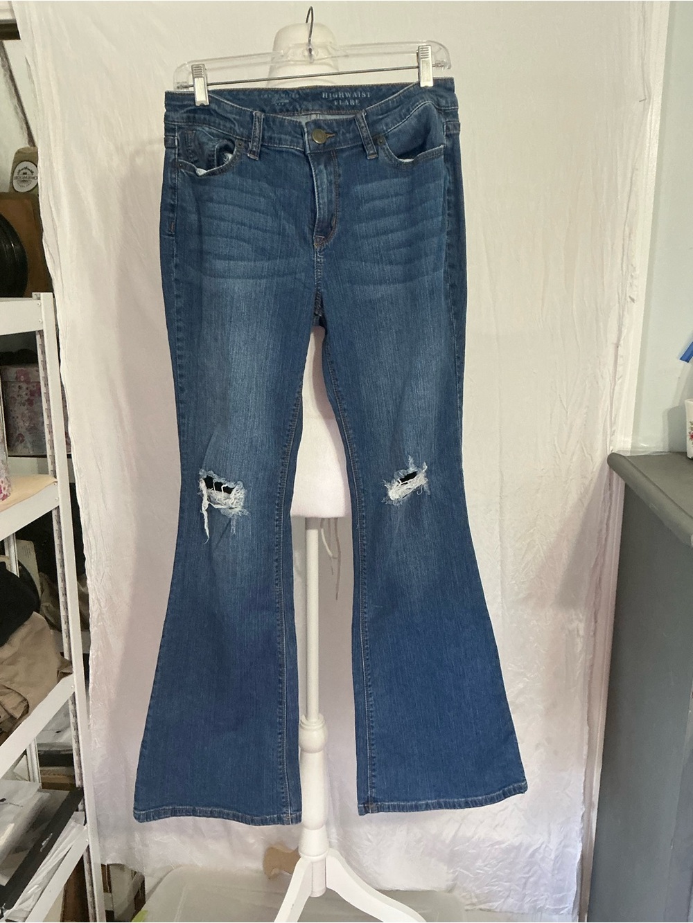 The Limited Blue Distressed Flare Jeans